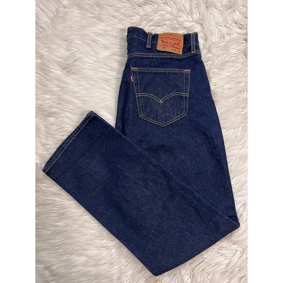 Levis Mens 501 Jeans Blue Dark Wash Straight Fit Button Fly 100 Cotton SZ 36x32 - Picture 1 of 11